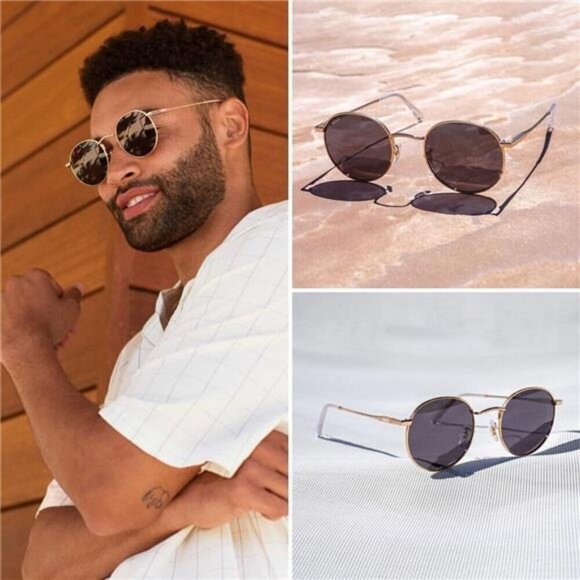 Reflective Lens Round Trendy Sunglasses